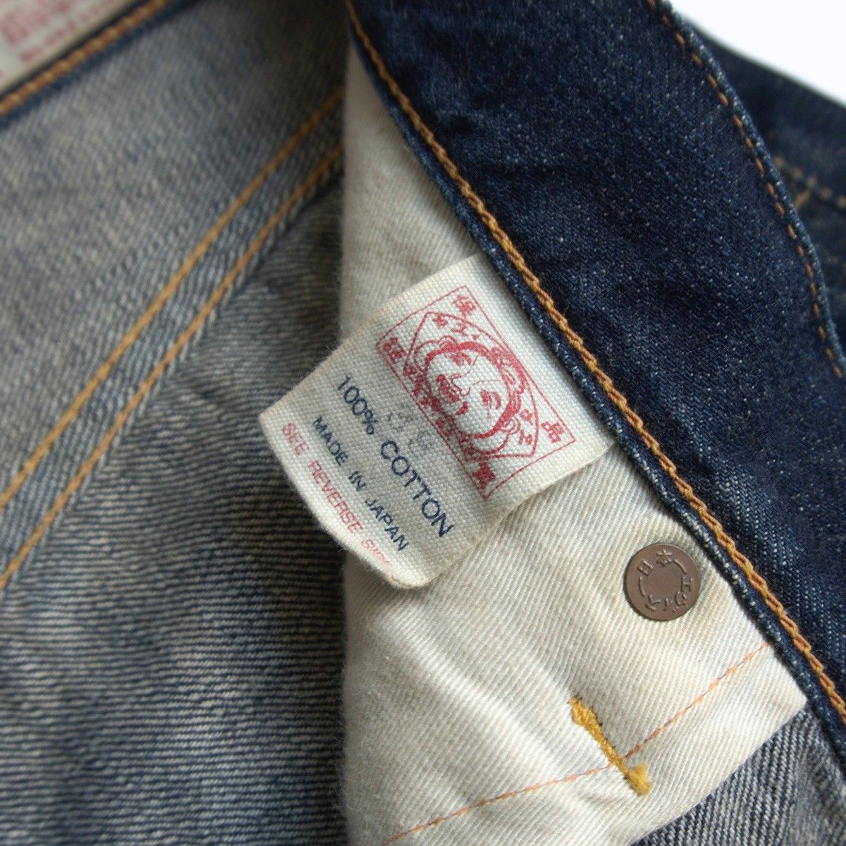 雰囲気抜群/濃紺】EVISU 【ビッグカモメ ショート デニム パンツ】38