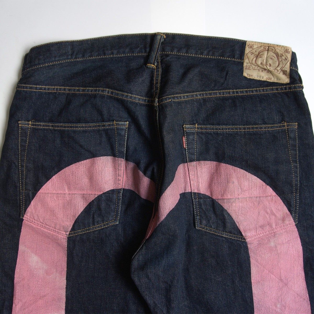 【激レア】エヴィス　ビックカモメ　濃紺　38 ヴィンテージ 雰囲気抜群/濃紺】EVISU 【ビッグカモメ ショート デニム パンツ】38