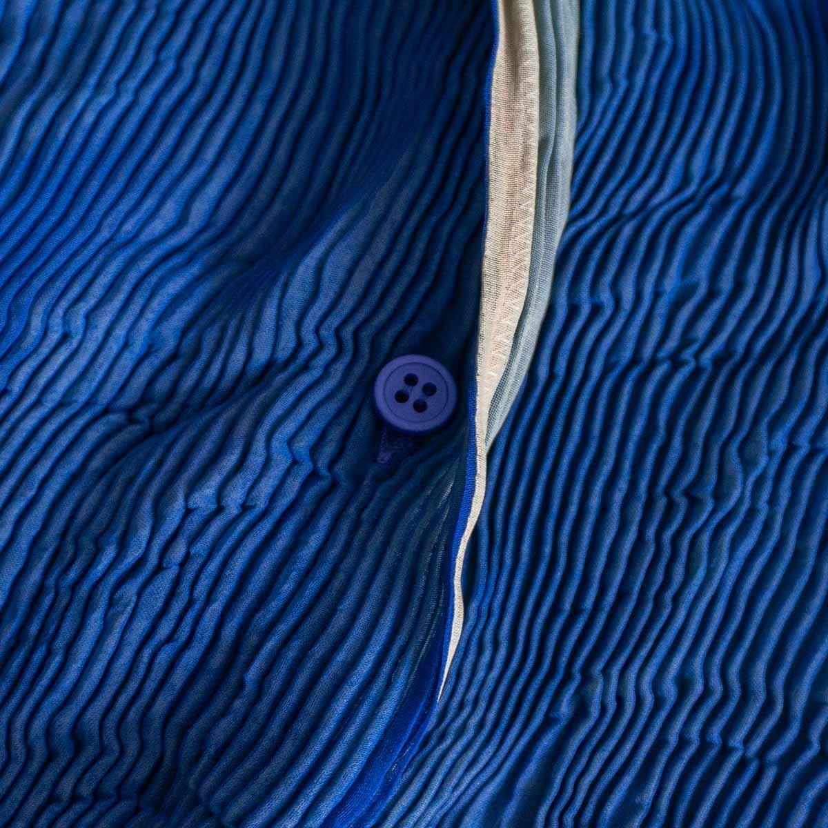 美品】 ISSEY MIYAKE 【しわプリーツ カーディガン】2 ブルー イッセイ