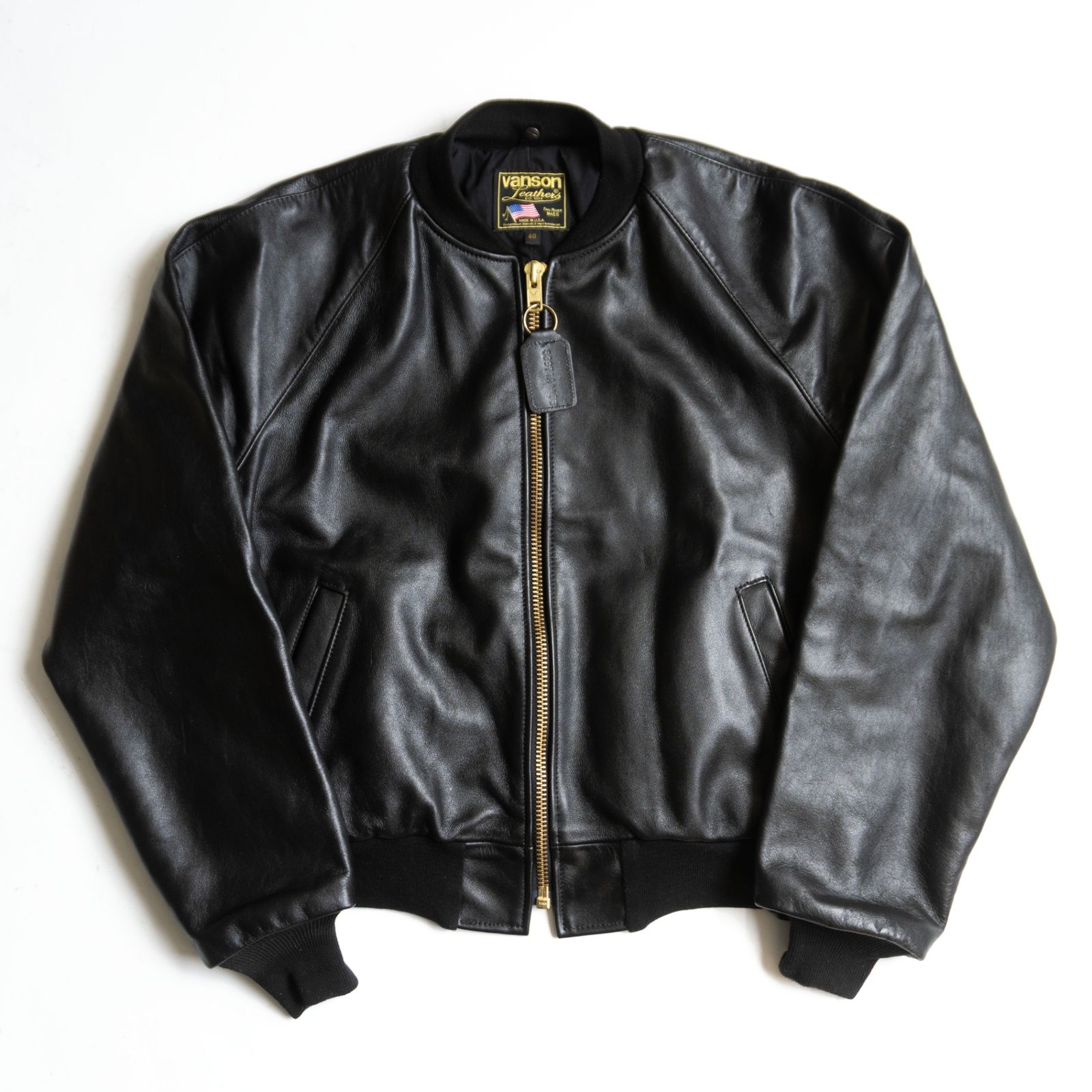 美品】 VANSON 【TJV オールレザー スタジャン】40 ブラック