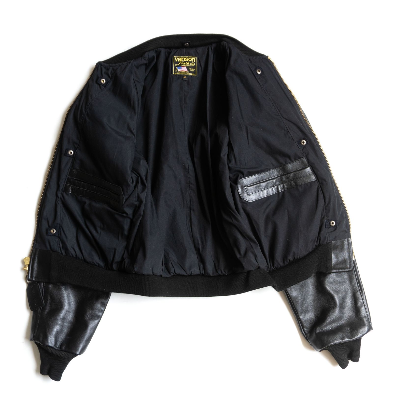 美品】 VANSON 【TJV オールレザー スタジャン】40 ブラック