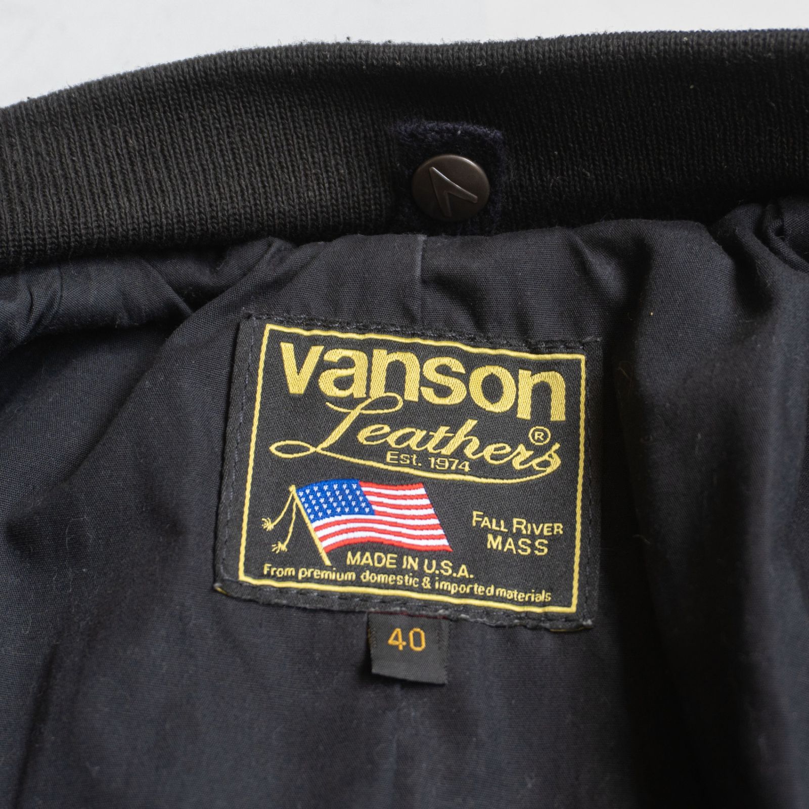 美品】 VANSON 【TJV オールレザー スタジャン】40 ブラック