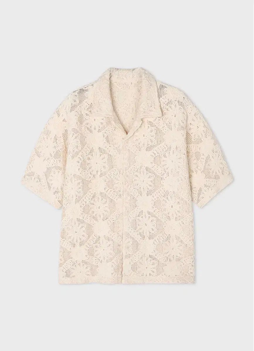 ヌアクレ NUAKLE フラワー クロシェ 半袖 シャツ クリーム色