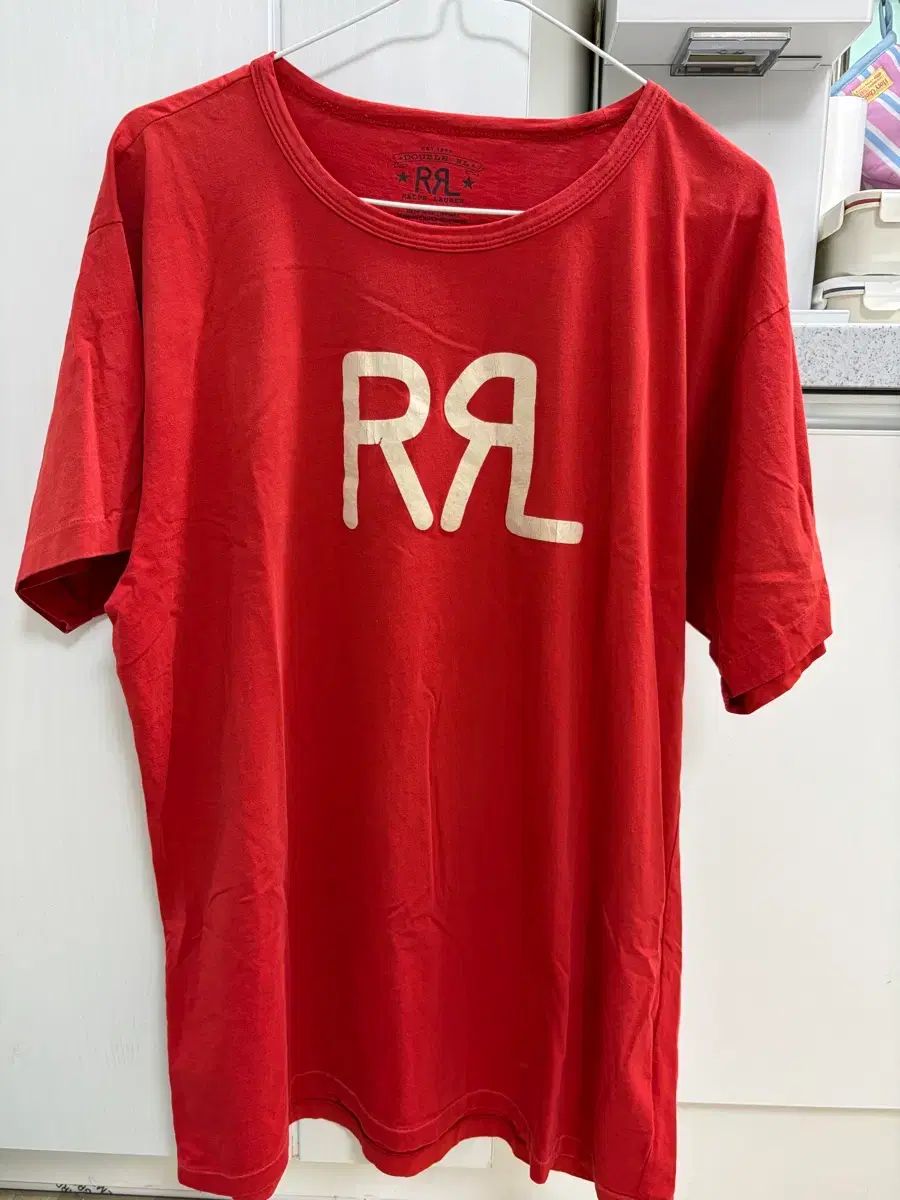RRL(ダブルアールエル) ロゴ 半袖Tシャツ レッド XL