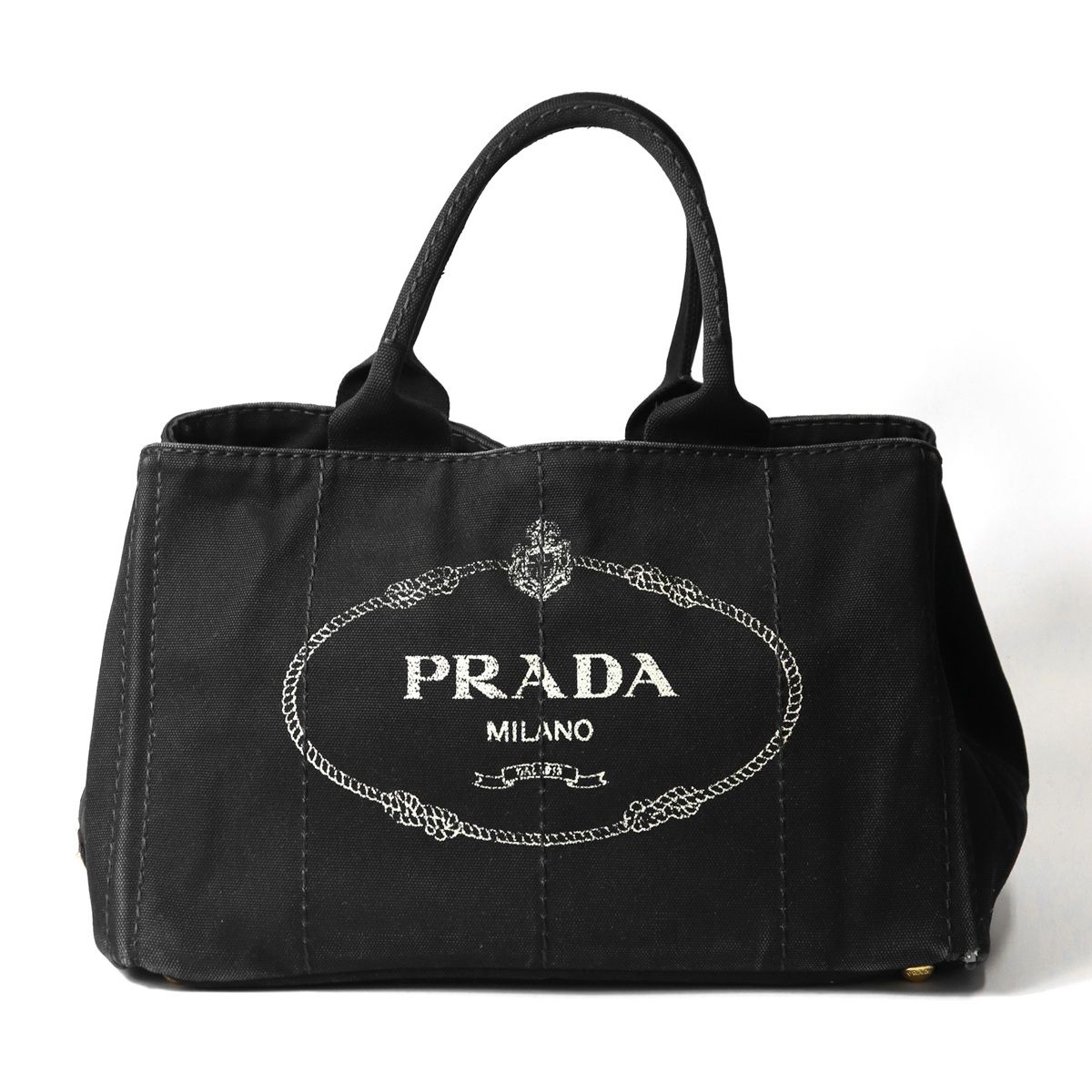 PRADA プラダ カナパM トートバッグ キャンバス ブラック レディース