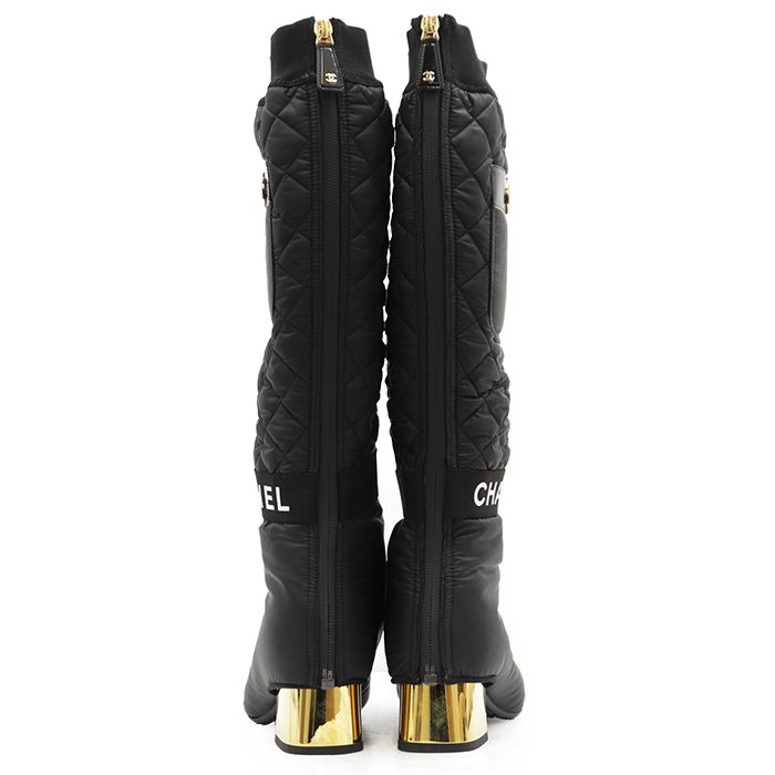 シャネル ロングブーツ 靴 ブラック レザー サイズ36 ½　23.5cm相当 未使用】CHANEL シャネル ロングブーツ サイズ 36 1/2 レディース