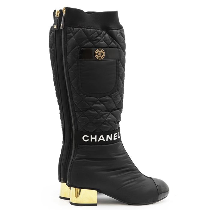 シャネル ロングブーツ 靴 ブラック レザー サイズ36 ½　23.5cm相当 未使用】CHANEL シャネル ロングブーツ サイズ 36 1/2 レディース
