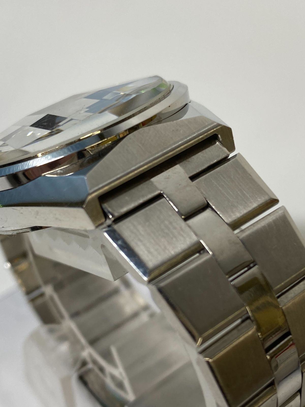 SEIKO ELNIX 0703-6020 電子テンプ 赤紫カットガラス メンズ腕時計 