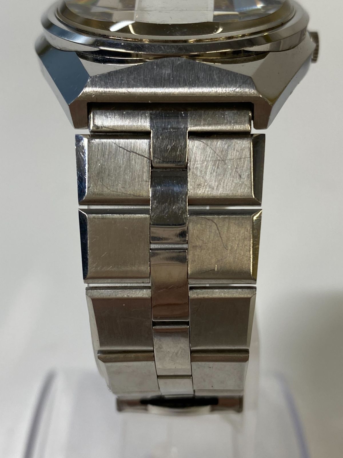 SEIKO ELNIX 0703-6020 電子テンプ 赤紫カットガラス メンズ腕時計 