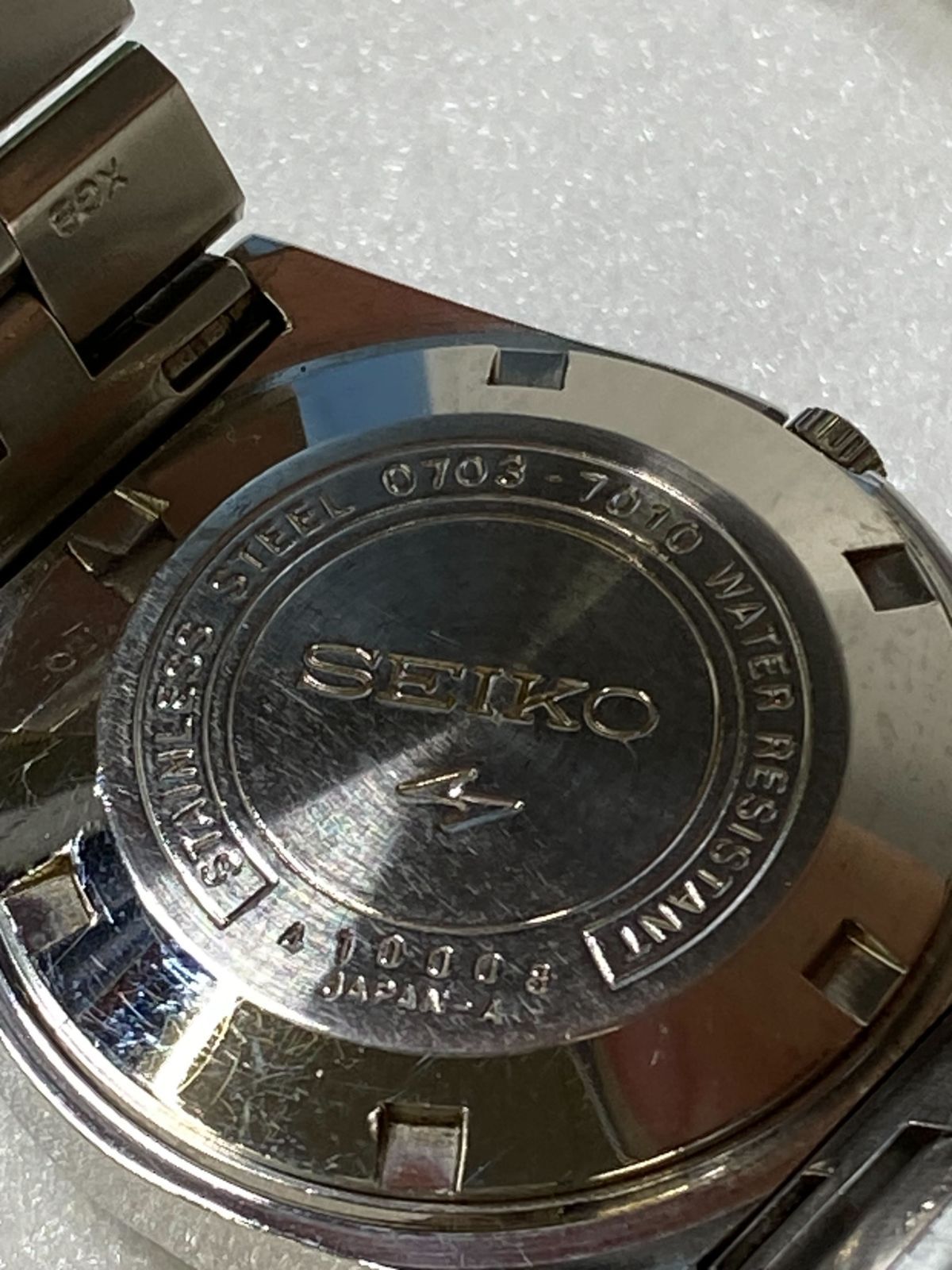 SEIKO ELNIX 0703-6020 電子テンプ 赤紫カットガラス メンズ腕時計