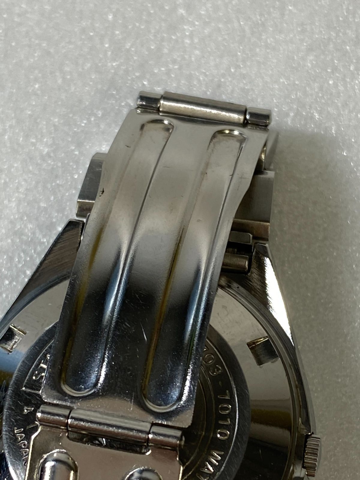 SEIKO ELNIX 0703-6020 電子テンプ 赤紫カットガラス メンズ腕時計 