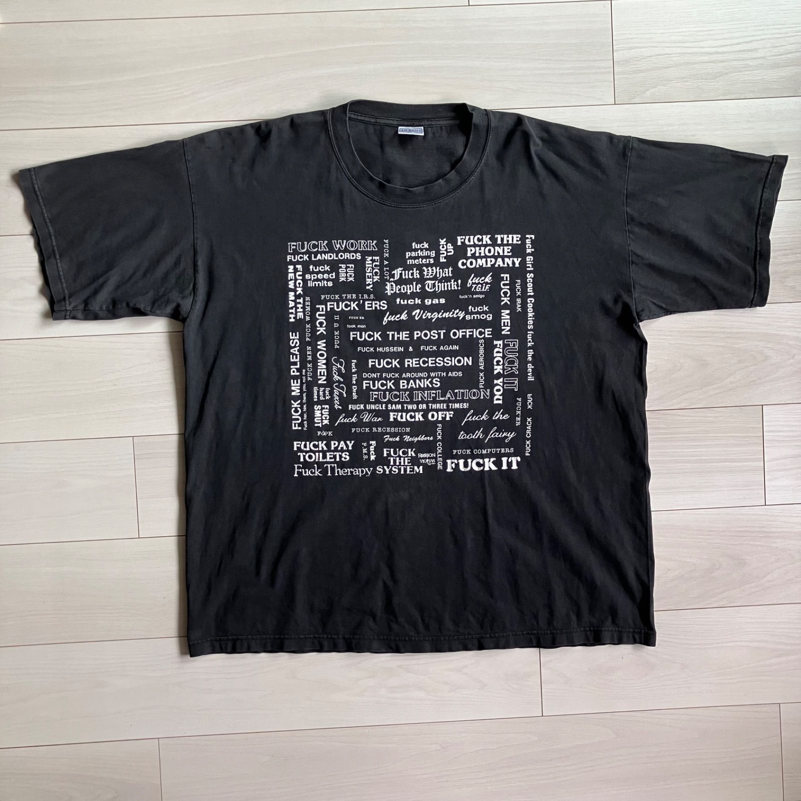 90s FASHION VICTIM FUCK Tシャツ XXL 2XL 1991年製 黒 vintage 古着