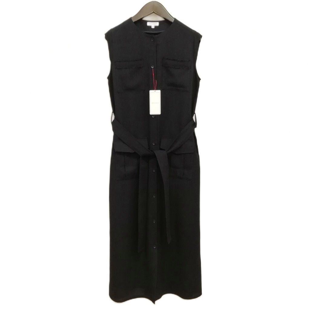 ドレステリア DRESSTERIOR 26SS 085-55036 ウォッシャブル ツイードライク ワンピース ロング ノースリーブ 38 M ネイビー