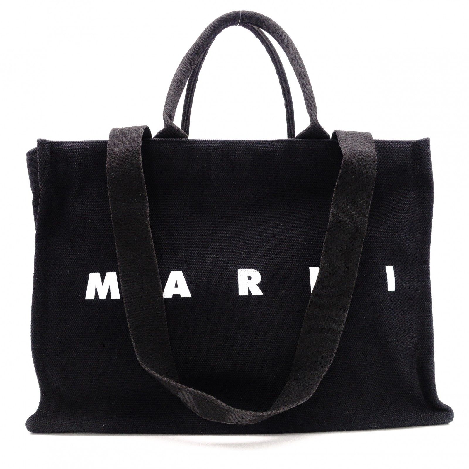 MARNI マルニ ロゴプリント トートバッグ キャンバス ブラック 2way SHMQ0053U2 P5968