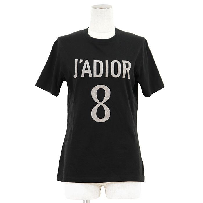 【美品】Christian Dior クリスチャンディオール 半袖Ｔシャツ サイズ XS レディース ショートスリーブ J'ADIOR ロゴ プリント コットン×リネン トップス ブラック 黒 イタリア製