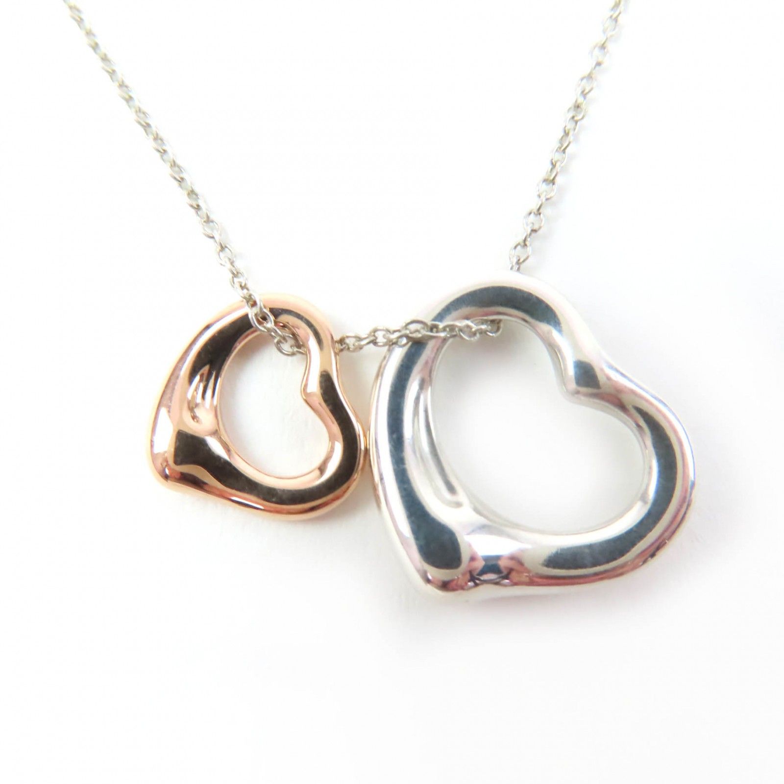 極美品☆TIFFANY&Co. ティファニー エルサペレッティ オープンハートペンダント 925 750（K18PG）シルバー ローズゴールド 重量4.0g