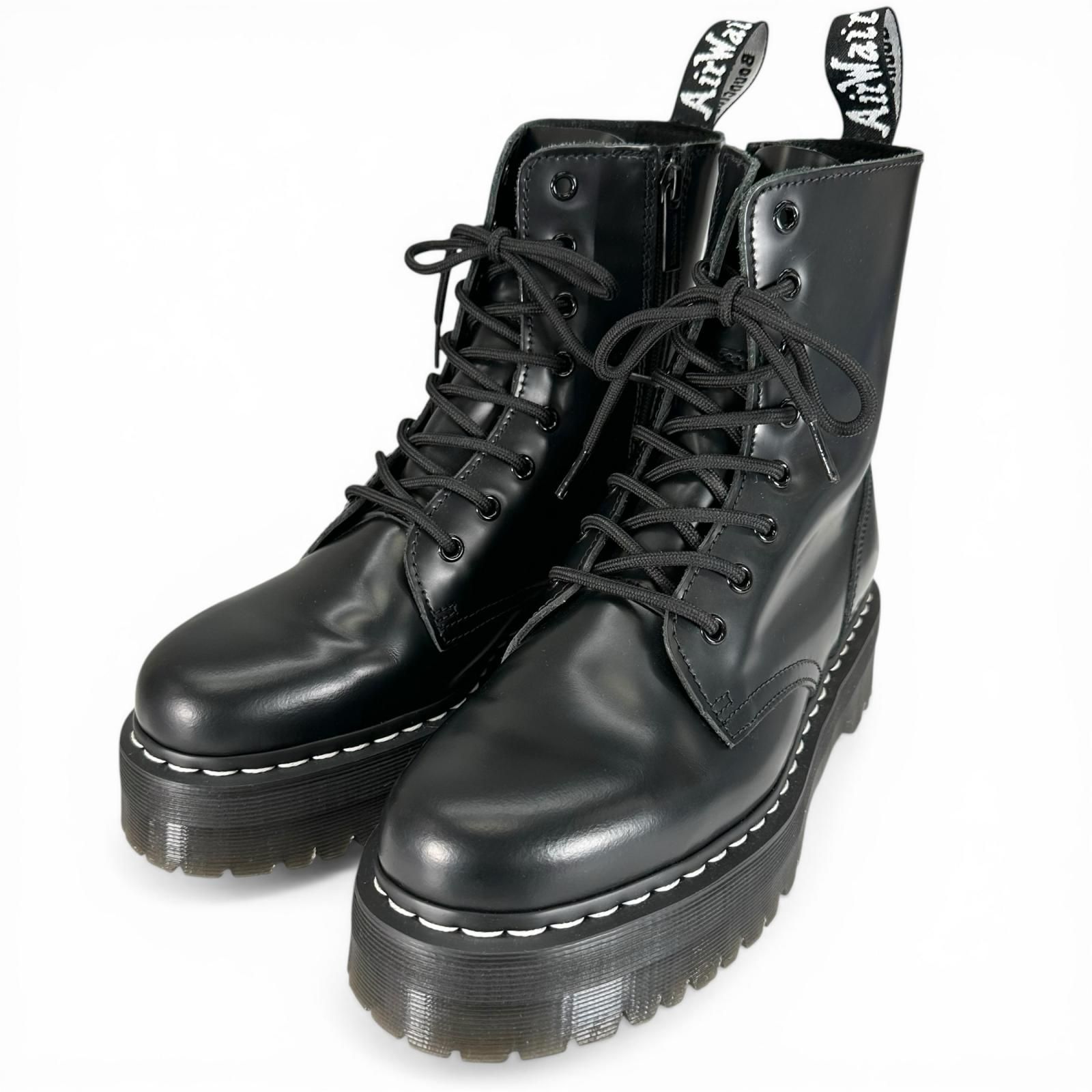 極美品▲Dr.Martens ドクターマーチン 32196001 JADON ホワイトステッチ 8ホール ブーツ レザーブーツ ブラック UK8 メンズ 箱・保存袋付