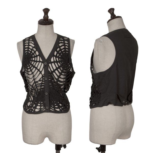 ジャンポールゴルチエファムJean Paul GAULTIER FEMME フロントスパイダーウェブベスト 黒40