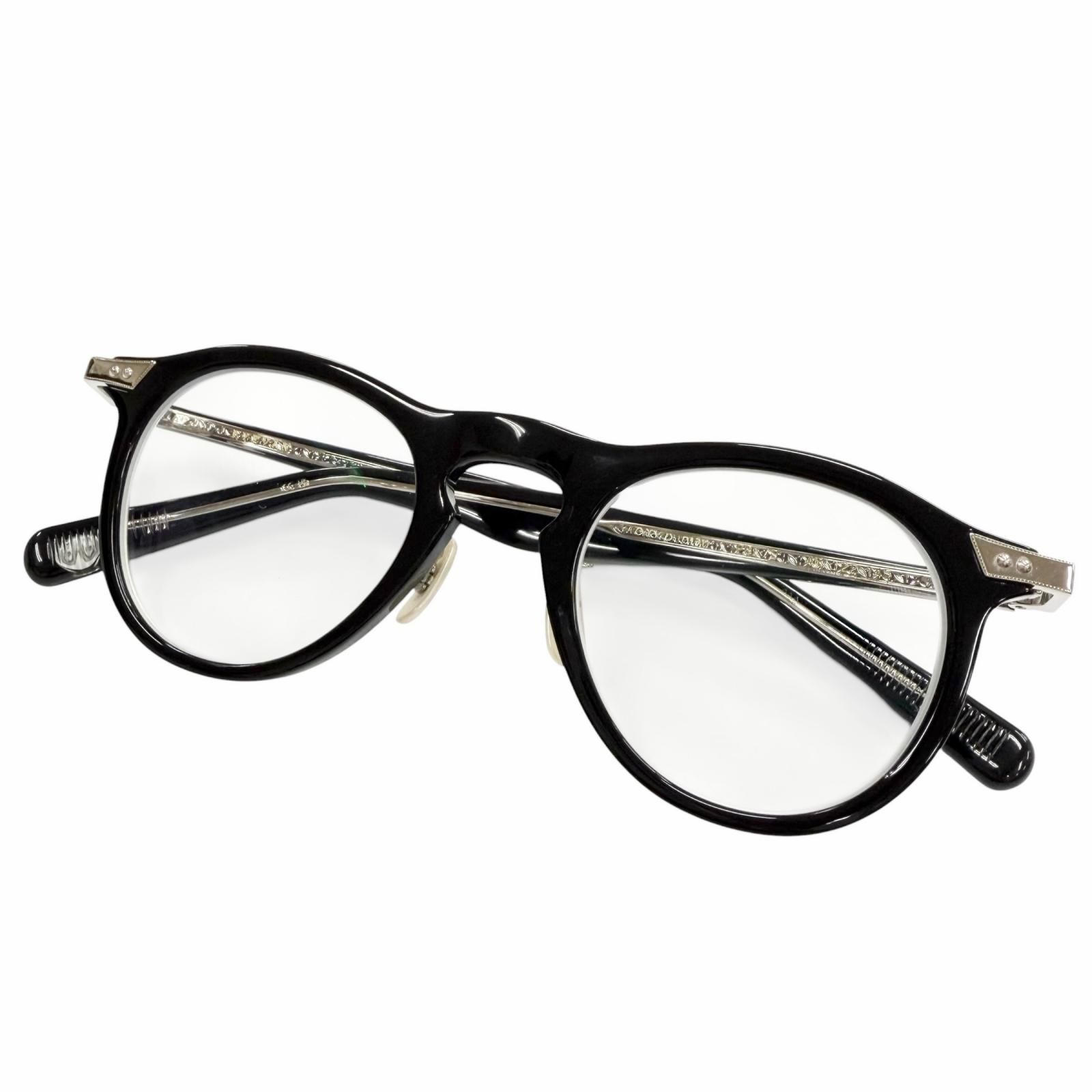 極美品▼EYEVAN アイヴァン Berman ボストン メガネ 眼鏡 アイウェア ブラック シルバー 46□22-145 度入り 日本製 メンズ 箱・保存袋付