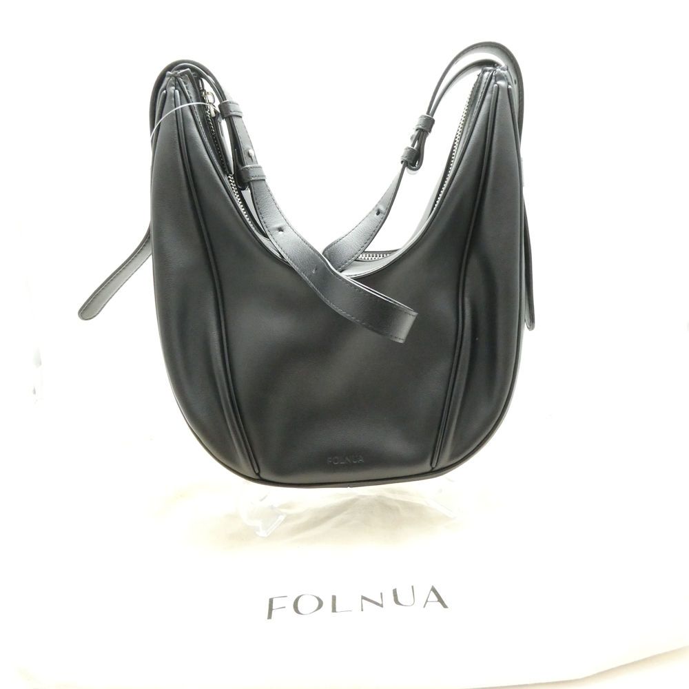 美品 FOLNUA フォルニュア Oval Bag Plain ショルダーバッグ レザー 3WAY トート クロスボディ 鞄 カバン レディース AC1895