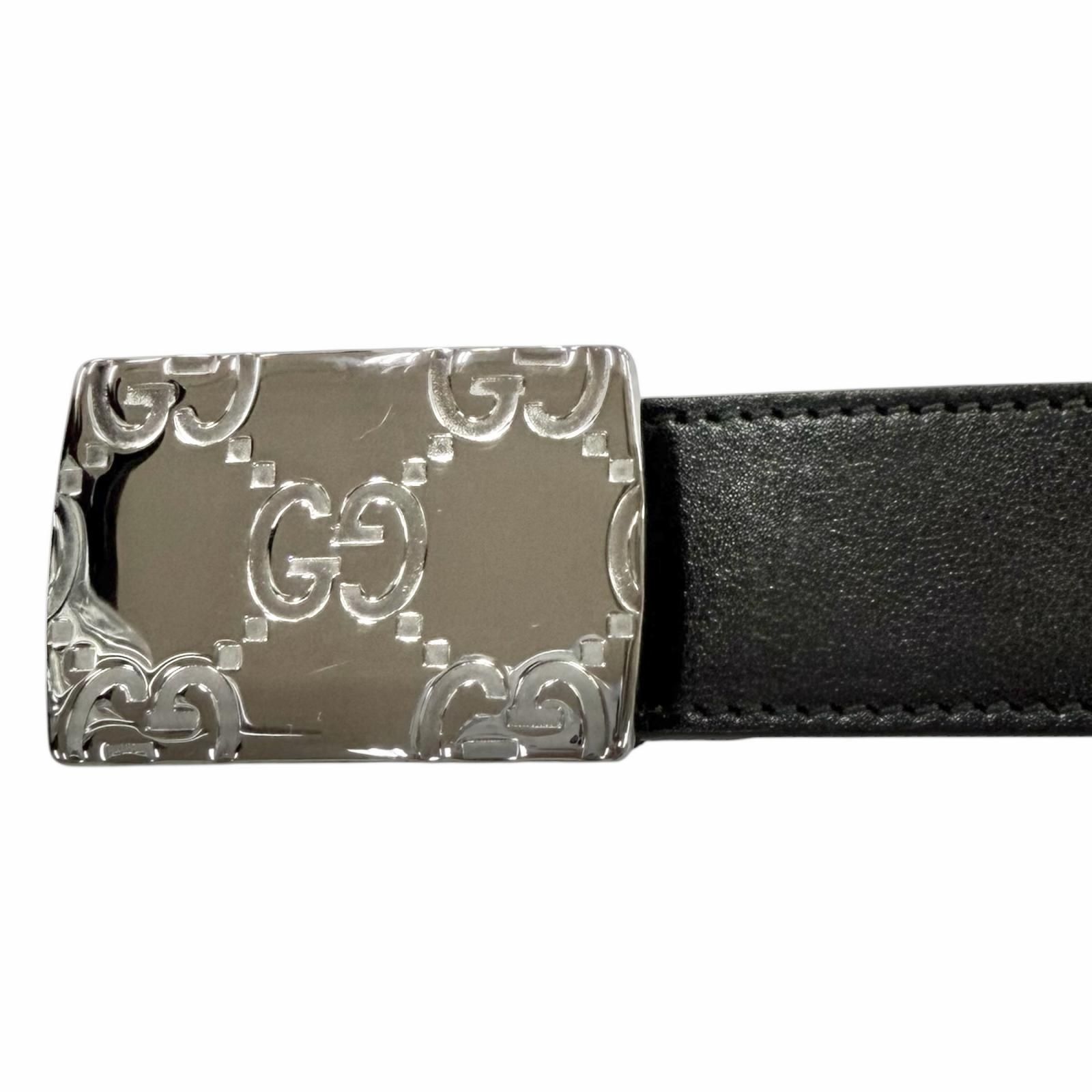 極美品□GUCCI グッチ 838748 GGロゴ スクエアバックル レザーベルト
