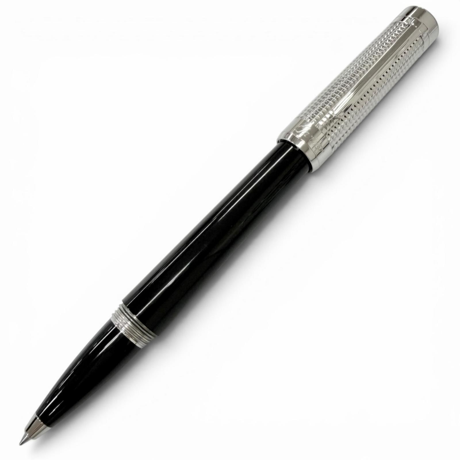 美品□Cartier カルティエ ST220009 パシャ ドゥ カルティエ ダイヤモンドヘッド ボールペン ブラック シルバー ドイツ製 筆記確認済み　