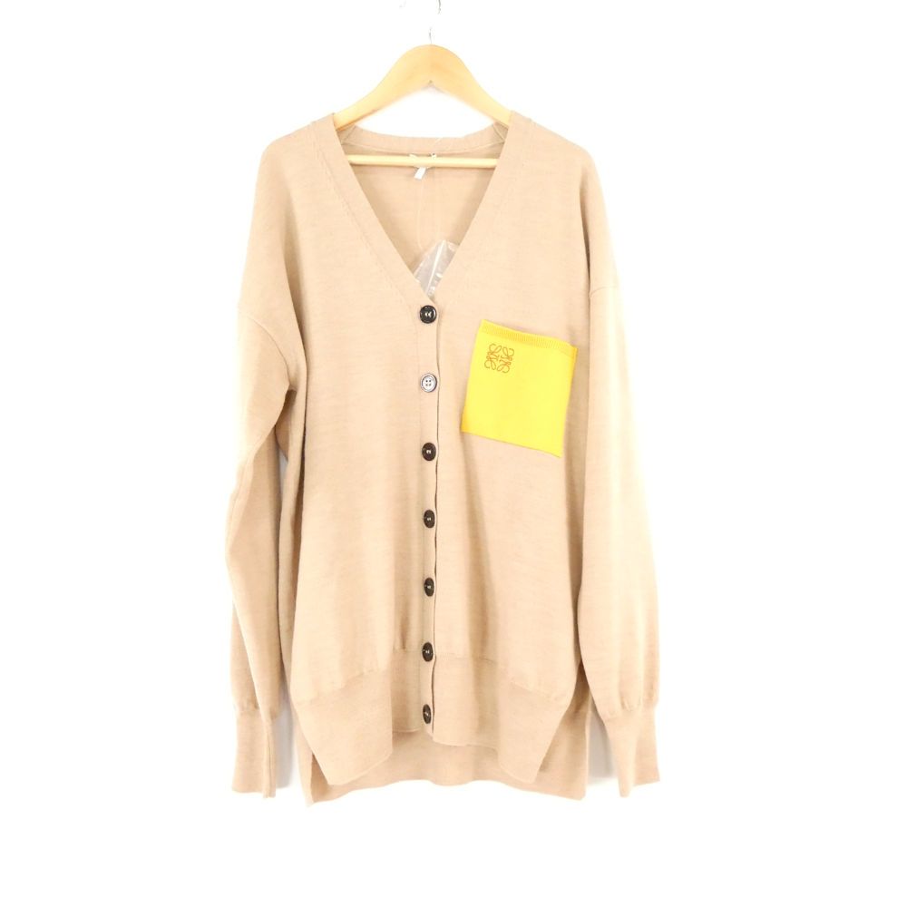 美品 LOEWE ロエベ S359Y16K04 アナグラム ポケット カーディガン XS ウール100％ ニット レディース AM8959A82
