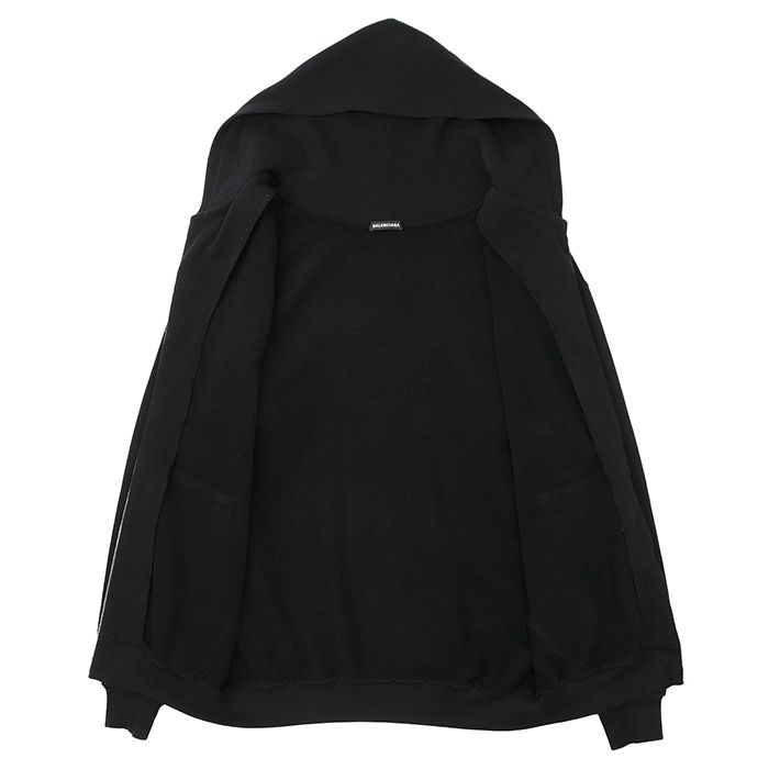 【美品】BALENCIAGA バレンシアガ オーバーサイズシルエット パーカー サイズ XS メンズ ジップアップ 裏起毛 フーディー トップス ブラック 黒 ポルトガル製 美品】BALENCIAGA バレンシアガ オーバーサイズシルエット パーカー