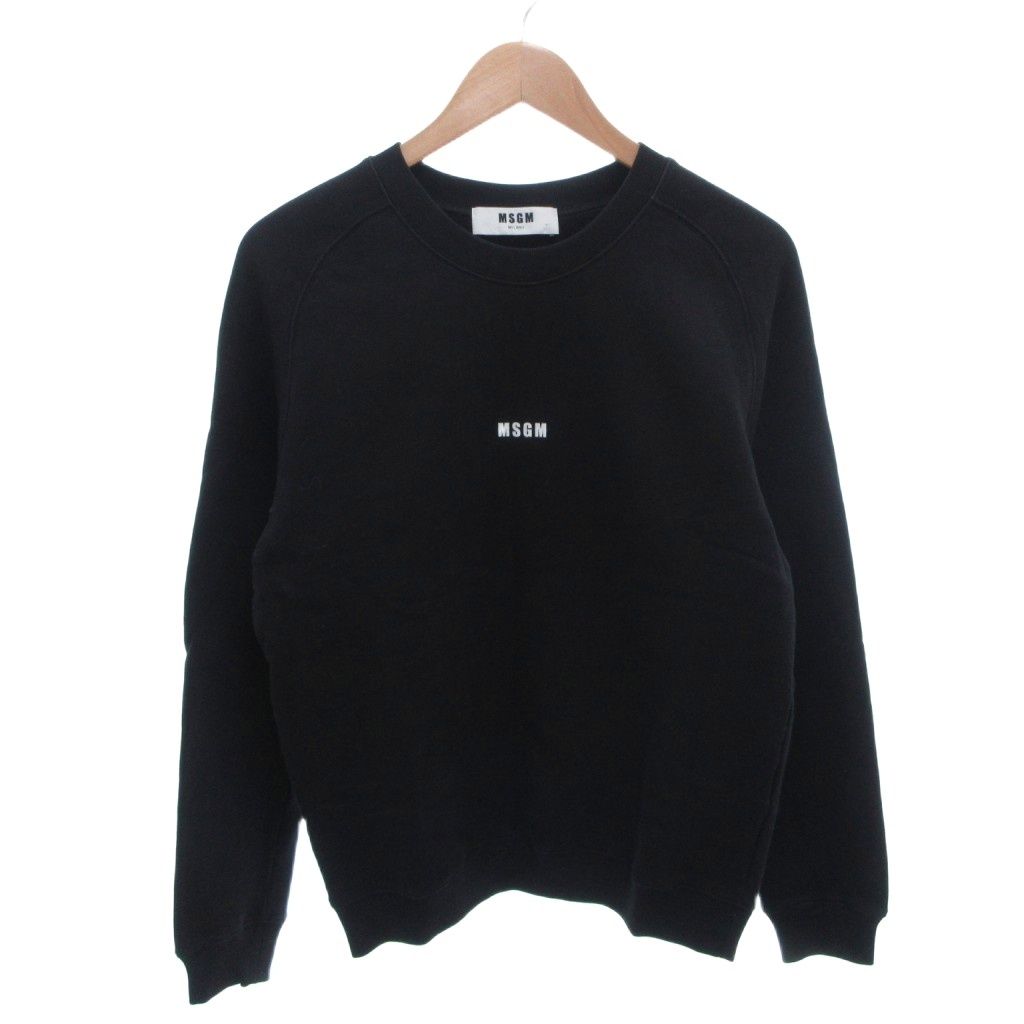 エムエスジーエム MSGM スウェット トレーナー XS 黒 ブラック ロゴプリント クルーネック 長袖 2740MM69 /TL ■GY12