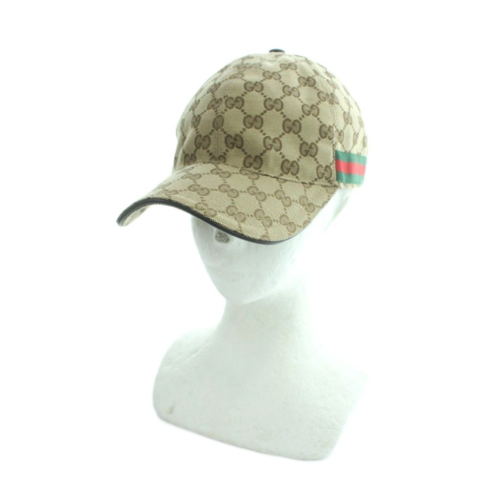 グッチ GUCCI 200035 KQWBG キャップ 帽子 GG柄 キャンバス ロゴ L 59cm 茶 ブラウン ■GY40 /MQ ■OH