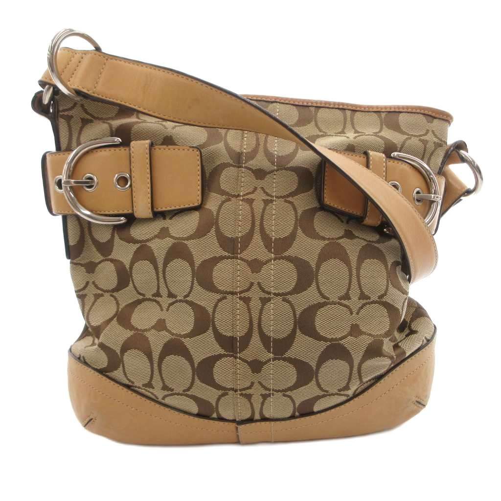 コーチ COACH ショルダーバッグ キャンバス レザー シグネチャー 斜め掛け 茶 ブラウン F03574 /FF ■GY11