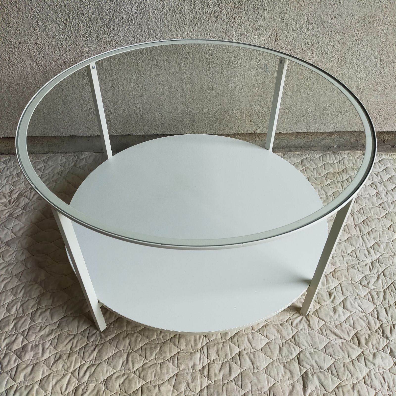 IKEA 円形ガラステーブル IKEA ガラステーブル 丸テーブル ホワイト 75cm 強化ガラス センター