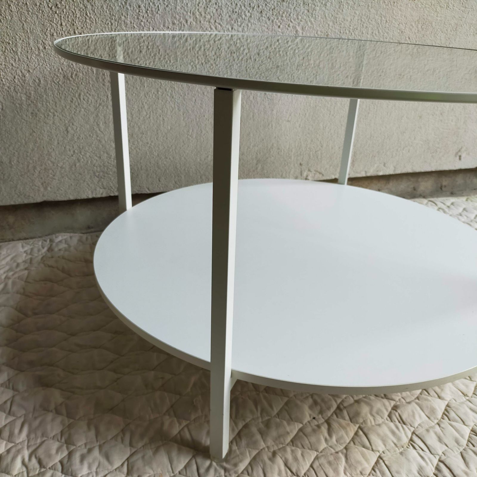 IKEA 円形ガラステーブル IKEA ガラステーブル 丸テーブル ホワイト 75cm 強化ガラス センター