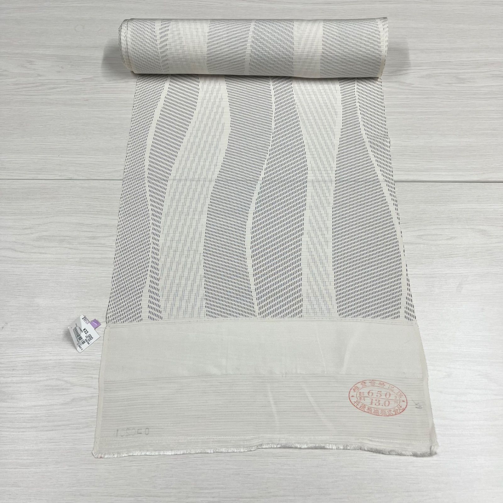 【未使用品】　匿名配送　反物　夏着物　小紋　絽小紋　未仕立て　絹100％　白　反物夏37