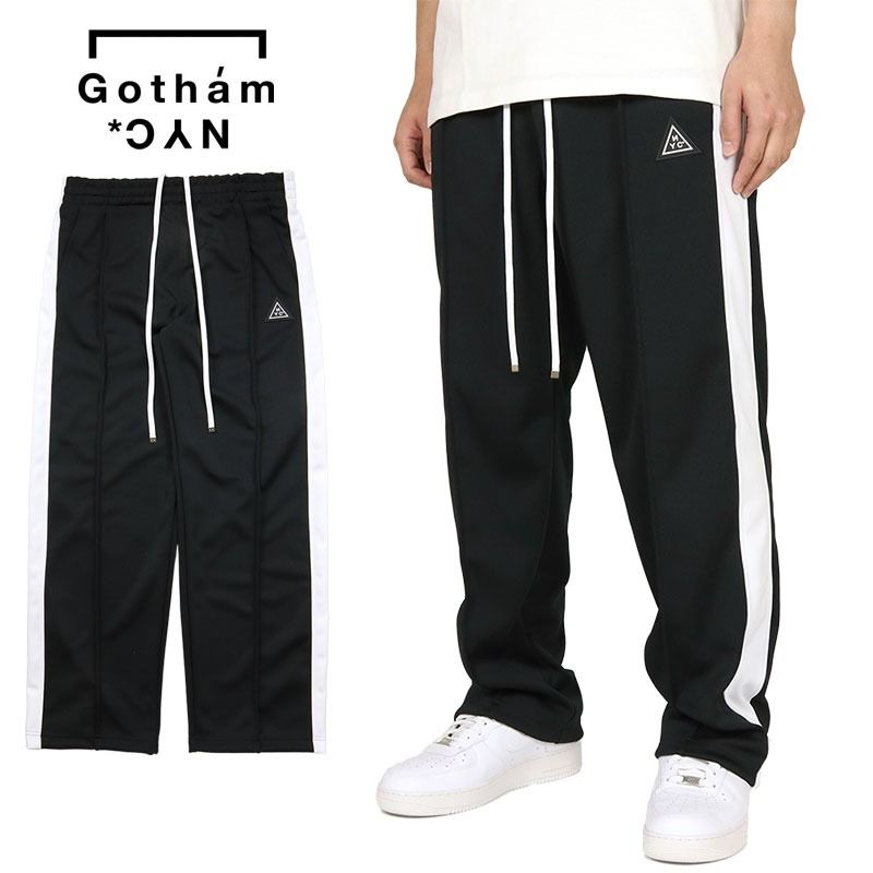 ゴッサム NYC エヌワイシー トラックパンツ GOTHAM NYC ジャージパンツ ワイドパンツ 太め ゆったり ラインパンツ メンズ ブランド 大きいサイズ おしゃれ おすすめ 人気 黒 gotham144 ブラック M L XL