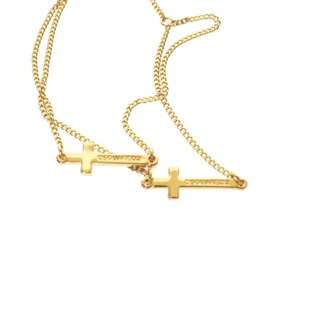 ディースクエアード DSQUARED2 Jesus Bracelets 2連クロスチェーン ブレスレット アクセサリー S ゴールド 金 S82AR0002 国内正規