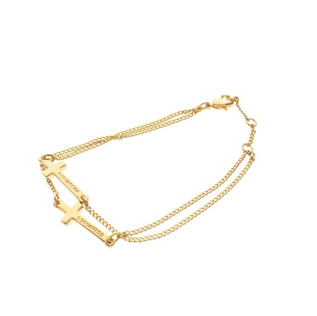 ディースクエアード DSQUARED2 Jesus Bracelets 2連クロスチェーン ブレスレット アクセサリー S ゴールド 金 S82AR0002 国内正規