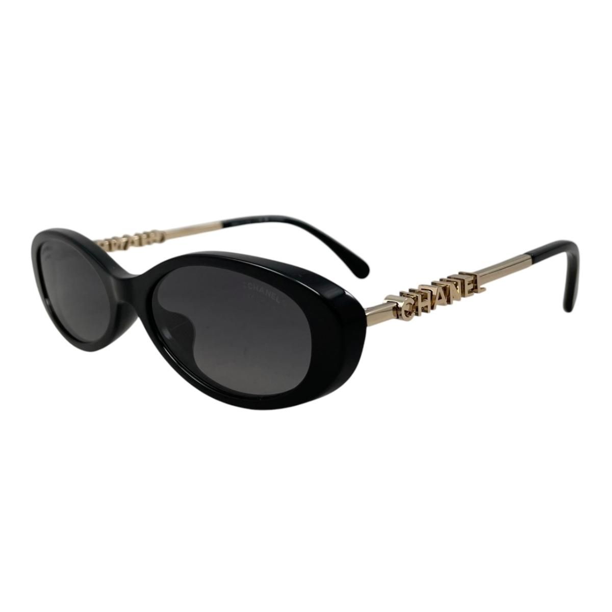 ☆シャネル サングラス オーバル シェイプ 5565-A A71781 X09961 S2218 ロゴ ブラック ゴールド金具 CHANEL