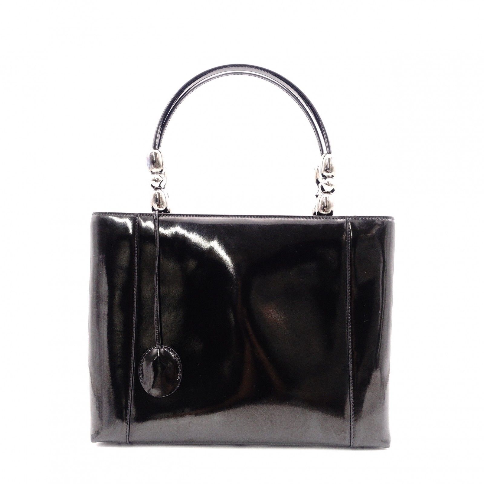 Christian Dior クリスチャンディオール マリスパール ハンドバッグ パテントレザー ブラック 2way シルバー金具