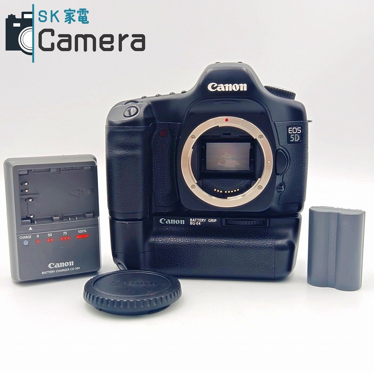 中古】 Canon EOS 5D BATTERY GRIP BG-E4 電池 CG-580 充電器付