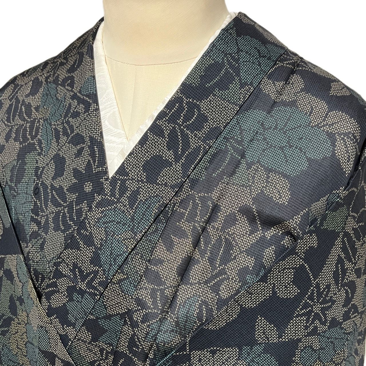 K238 美品 夏大島紬 紗 単衣 草花 菱 正絹 和装 和服 着物 - メルカリ