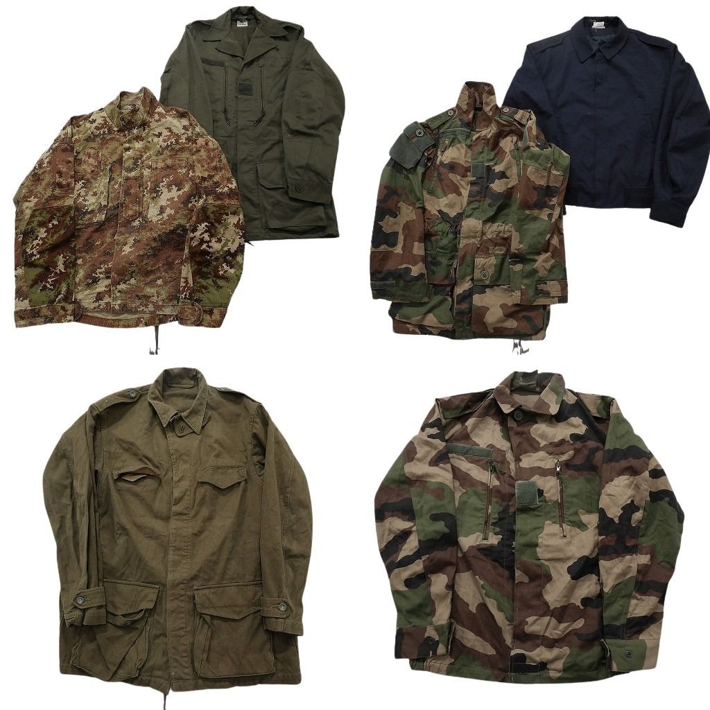 古着卸 まとめ売り ユーロミリタリー ジャケット 6枚セット ( メンズ ) CCEカモ フランス軍 オリーブ ネイビー デジカモ 中古 古着 NF2644