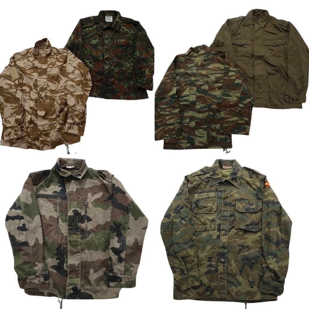 古着卸 まとめ売り ユーロミリタリー ジャケット 6枚セット ( メンズ ) スペイン軍 フレクターカモ ウッドランド オリーブ 中古古着 NF2658