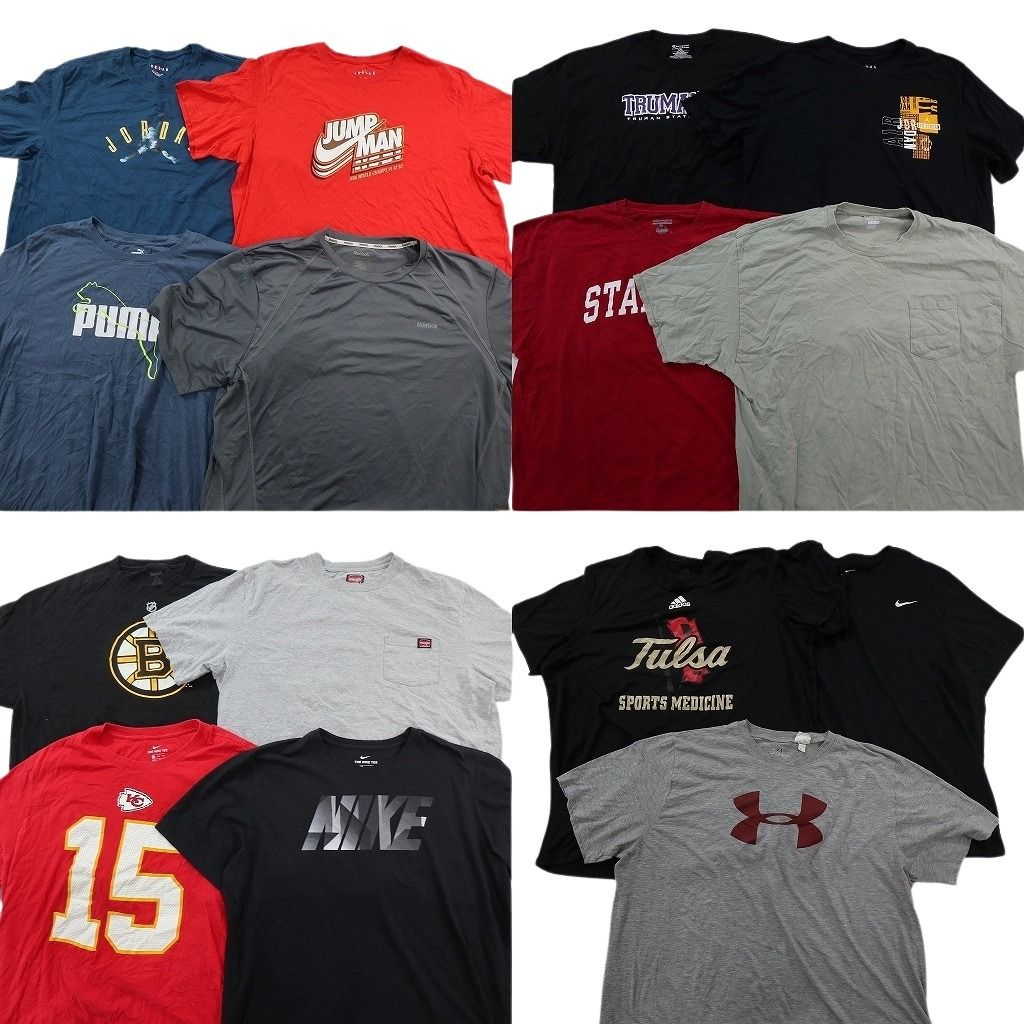 古着卸 まとめ売り ブランドMIX Tシャツ 15枚セット ( メンズ 2XL ) チャンピオン リーボック アディダス ジョーダン 中古 古着 NF2700