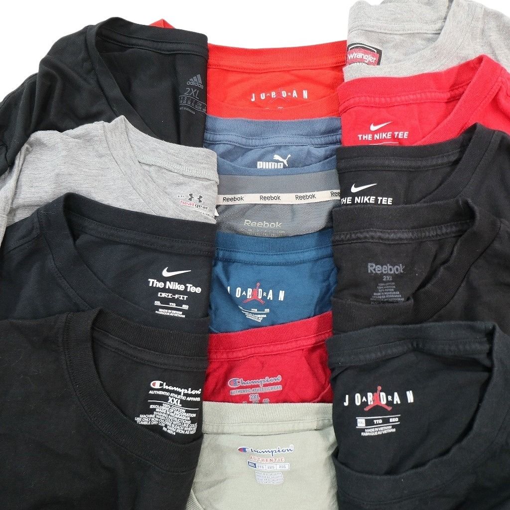 古着卸 まとめ売り ブランドMIX Tシャツ 15枚セット ( メンズ 2XL ) チャンピオン リーボック アディダス ジョーダン 中古 古着 NF2700