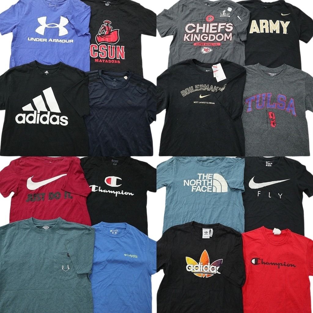 古着卸 まとめ売り ブランドMIX Tシャツ 16枚セット ( メンズ S ) ノースフェイス アディダス コロンビア ディッキーズ 中古 古着 NF2702