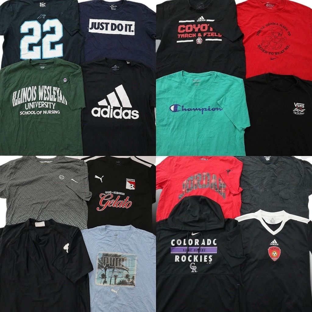 古着卸 まとめ売り ブランドMIX Tシャツ 16枚セット ( メンズ L ) ナイキ アディダス チャンピオン プーマ カッパ 中古 古着 NF2703