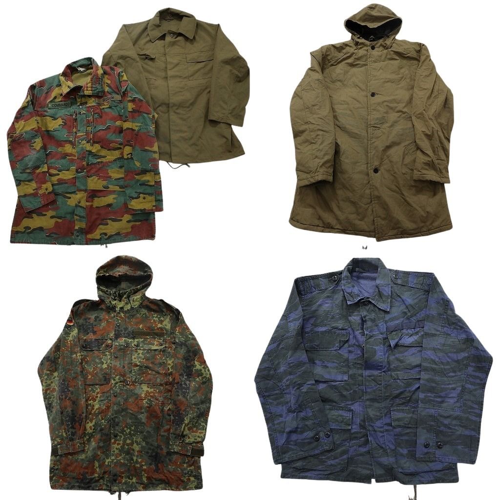 古着卸 まとめ売り ユーロミリタリー ジャケット 5枚セット ( メンズ ) ドイツ軍 フーディー 無地 ベージュ ベルギー軍 中古 古着 NF2738
