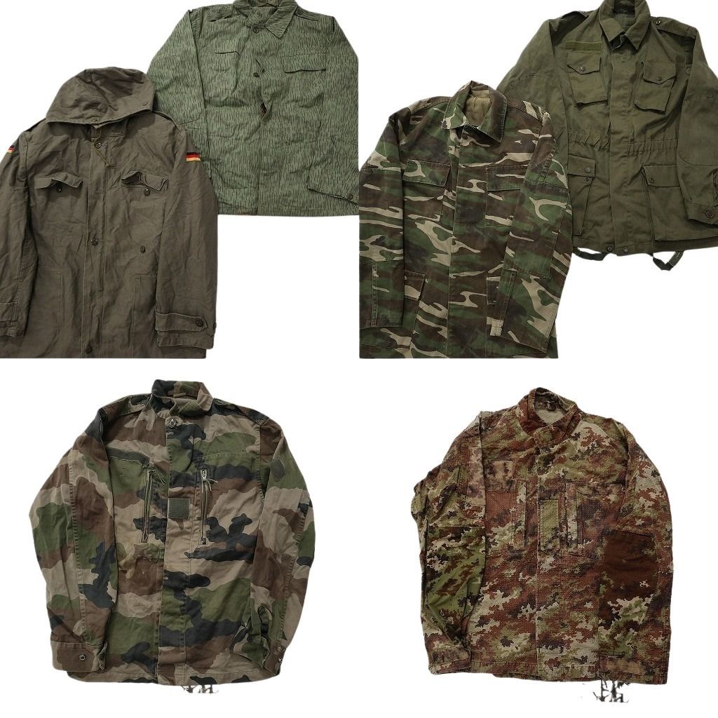 古着卸 まとめ売り ユーロミリタリー ジャケットMIX 6枚セット ( メンズ ) レインドロップカモ ドイツ軍 フード付き 中古 古着 NF2762