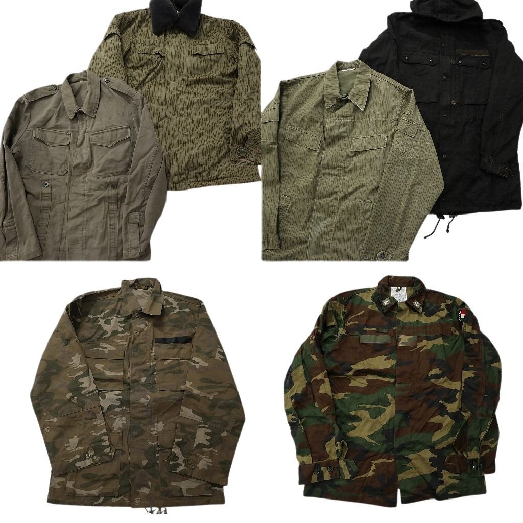 古着卸 まとめ売り ユーロミリタリー ジャケットMIX 6枚セット ( メンズ ) イタリア軍 カモ柄 レインドロップカモ 中古 古着 NF2771